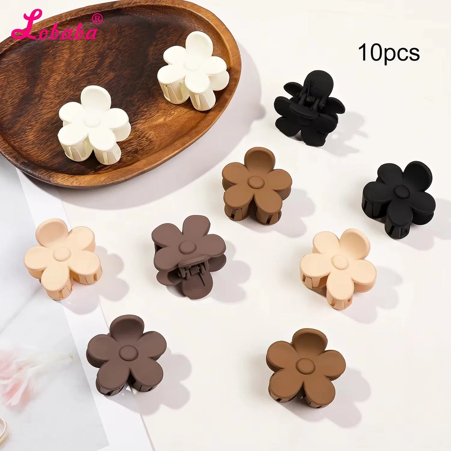 5 Pcs Small Flower Hair Claw Clips for Women Girls,Matte Rectange Jaw Clips,Semicircle Barrettes for Thin Hair