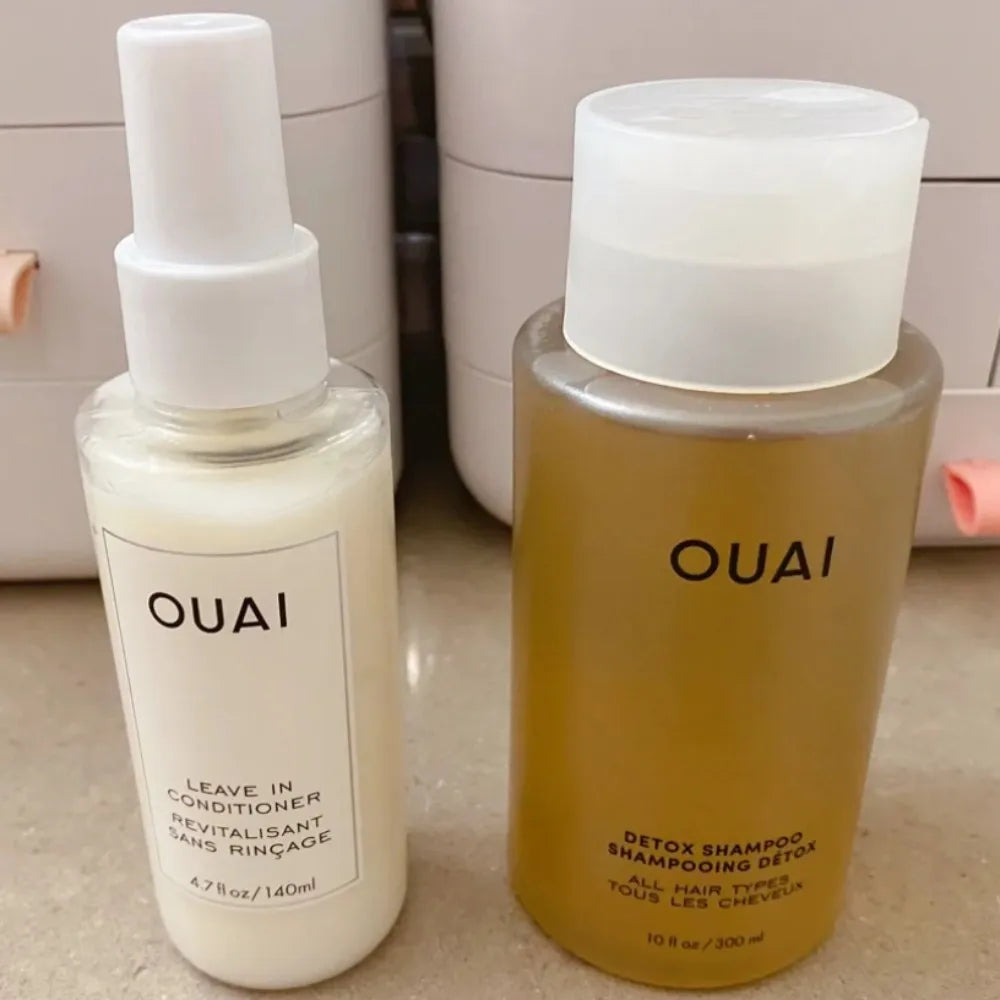 OUAI Professional Hair Care Kit -  300ml Detox Shampoo 60ml Scalp Serum 140ml Amino Acid Leave-in Conditioner For All Hair Types