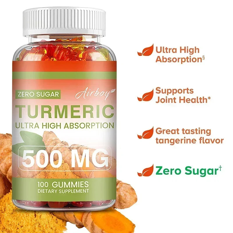 Turmeric Gummies - Supports Joint, Digestive, and Cardiovascular Health - Gluten Free, Non GMO