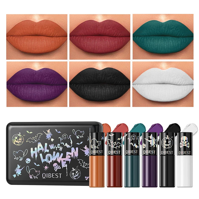 6-pack lip gloss set, velvet matte, smooth application, rich colors, Halloween lip gloss set