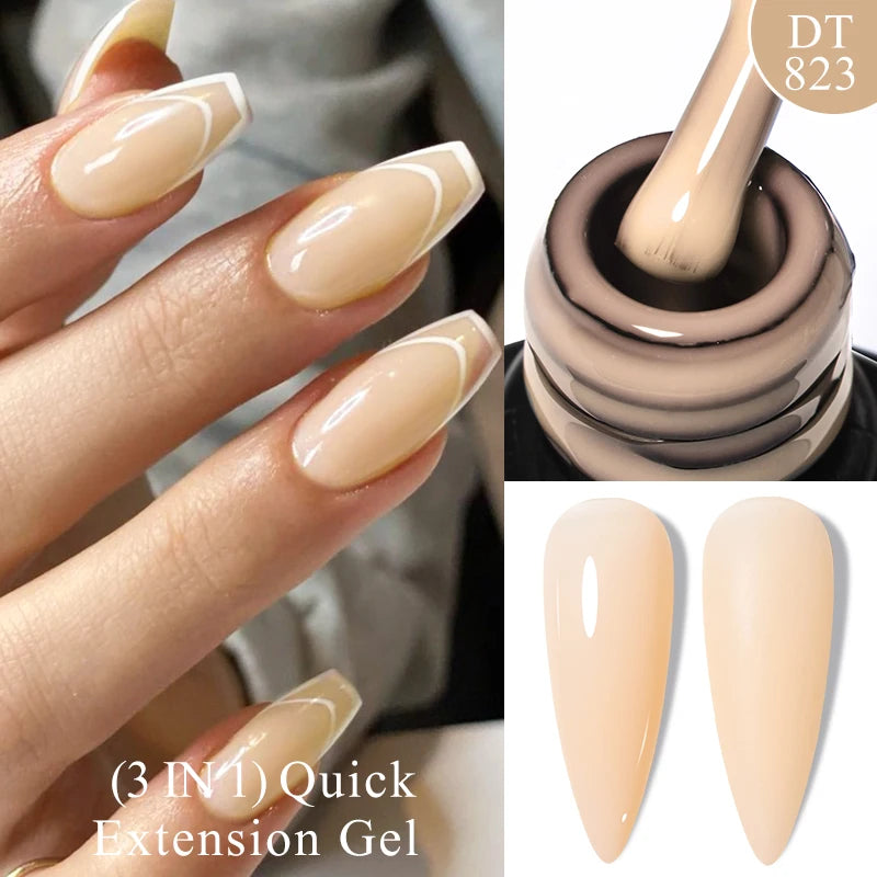 MEET ACROSS 7ml Rubber Base Gel Glitter Nude Pink White 2 In 1 Gel Nail Polish Nail Art Varnish For Nails Winter Autumn Manicure