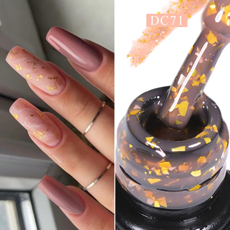 Mtssii 7ml Glitter Rubber Base Gel Polish Gold Sequins Pink White Base Gel Top Coat Soak Off UV LED Nail Art Varnish Manicure