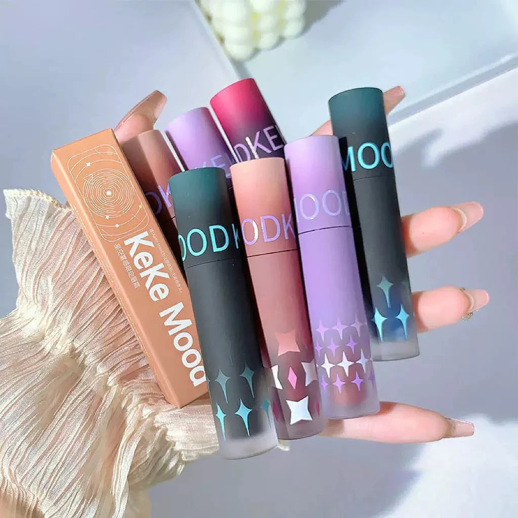 Gothic Matte Black Lipstick Waterproof Lasting Mousse Lip Mud Nude Brown Lipstick Blue Punk Lip Gloss Makeup Dark Red Lips Tint