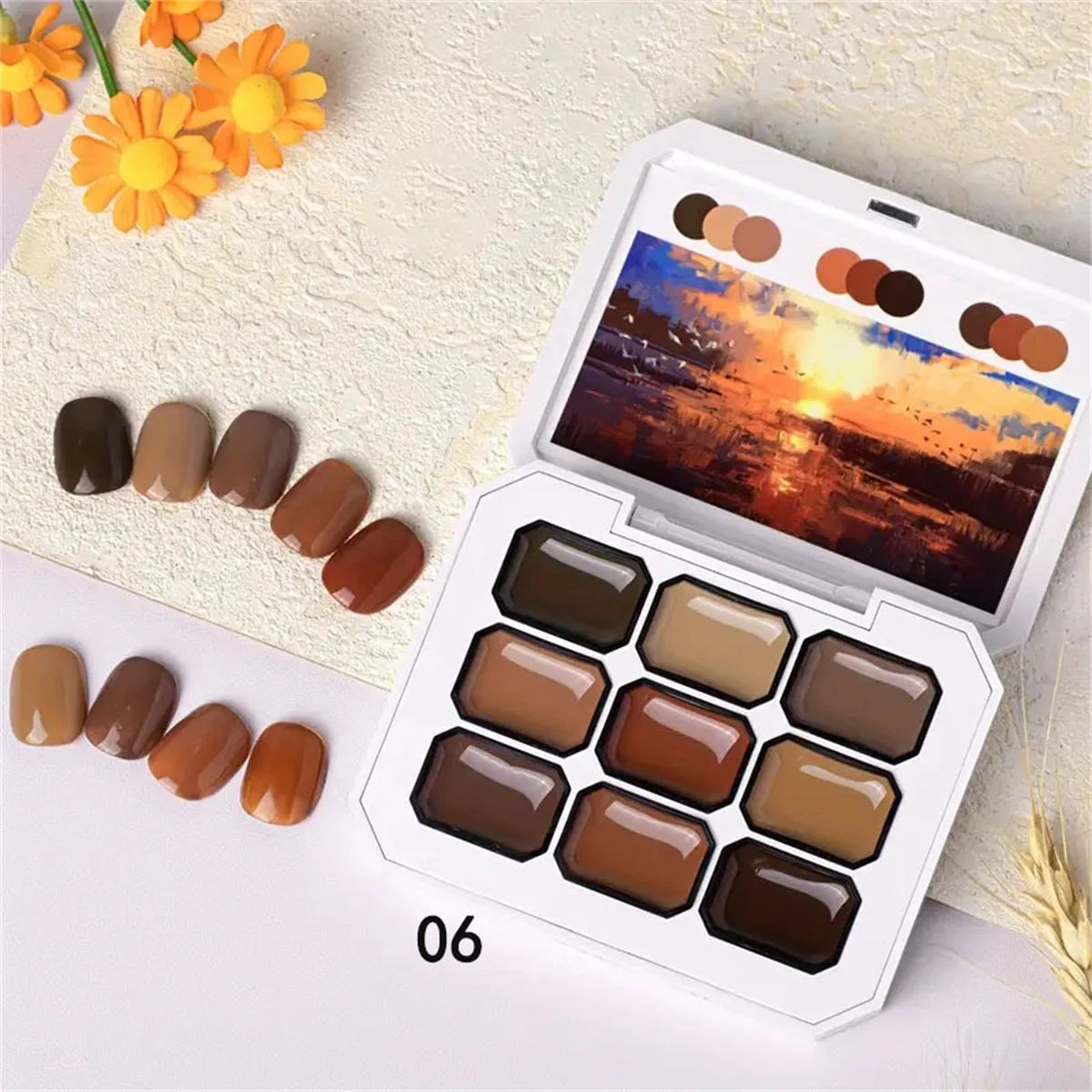 1pc Solid gel patting nail art painting glue Maillard green brown nail polish adhesive nail art creation Halloween Christmas