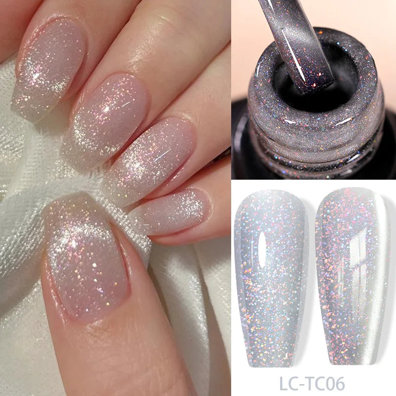 LILYCUTE 7ML Auroras Glitter Thermal Gel Nail Polish Temperature Color Changing Semi Permanent Soak Off Nail Art UV Gel Varnish