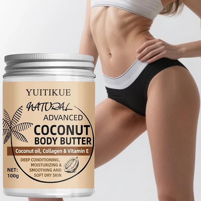 Natural Coconut Body Cream  Coconut Oil/Collagen  Deep Moisturizing, Easily Absorbed, Nourishes Dry Skin 100g