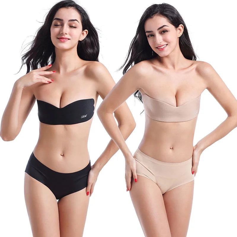 Invisible Push Up Bra Women Backless Strapless Seamless Bra Self Adhesive Silicone Reusable Sticky Breast Lift Up Bras Underwear