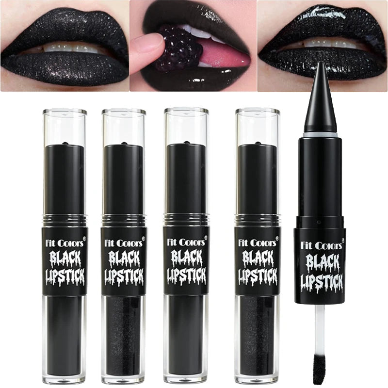 Halloween 2-in-1 Lip Gloss Matte Lip Liner, Long Lasting Waterproof Liquid Lipstick, Moisturizing Shiny Lip Oil for Party Makeup