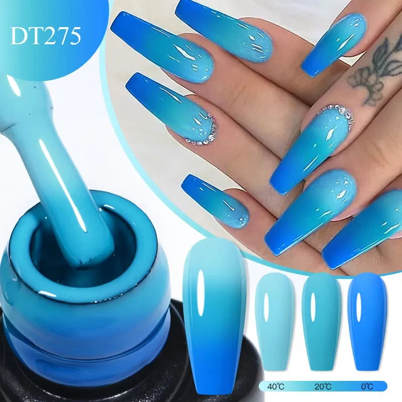 MEET ACROSS 7ml Eggshell Thermal Gel Nail Polish Temperature Changing Gradient Nail Art Varnish Winter Soak Off Gel For Nails