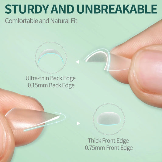 NAILPOP 150pcs Half Cover Short Fake Nail Tips Full Cover 15 Sizes for Nail Extension No C Curve False Nails Art Home DIY Salon