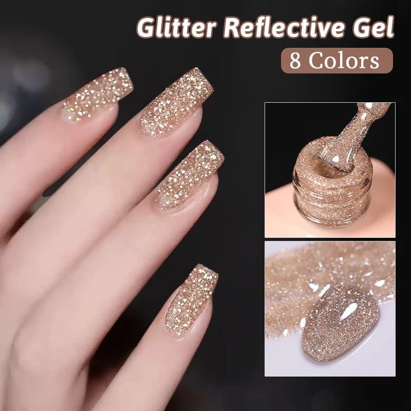 UR SUGAR 15ml Sliver Reflective Nail Gel Polish Shining Glitter Semi Permanent Soak Off UV Gel Sparkle Effect Nail Art Manicure