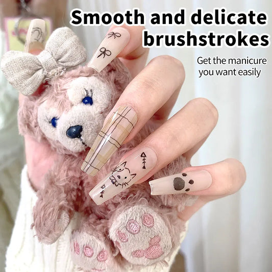 0.25mm/0.3mm Black Nail Art Pen Fine Tip Nail Design Brush Cat Eye Nail Painting Professional Manicure Tools for Drawing