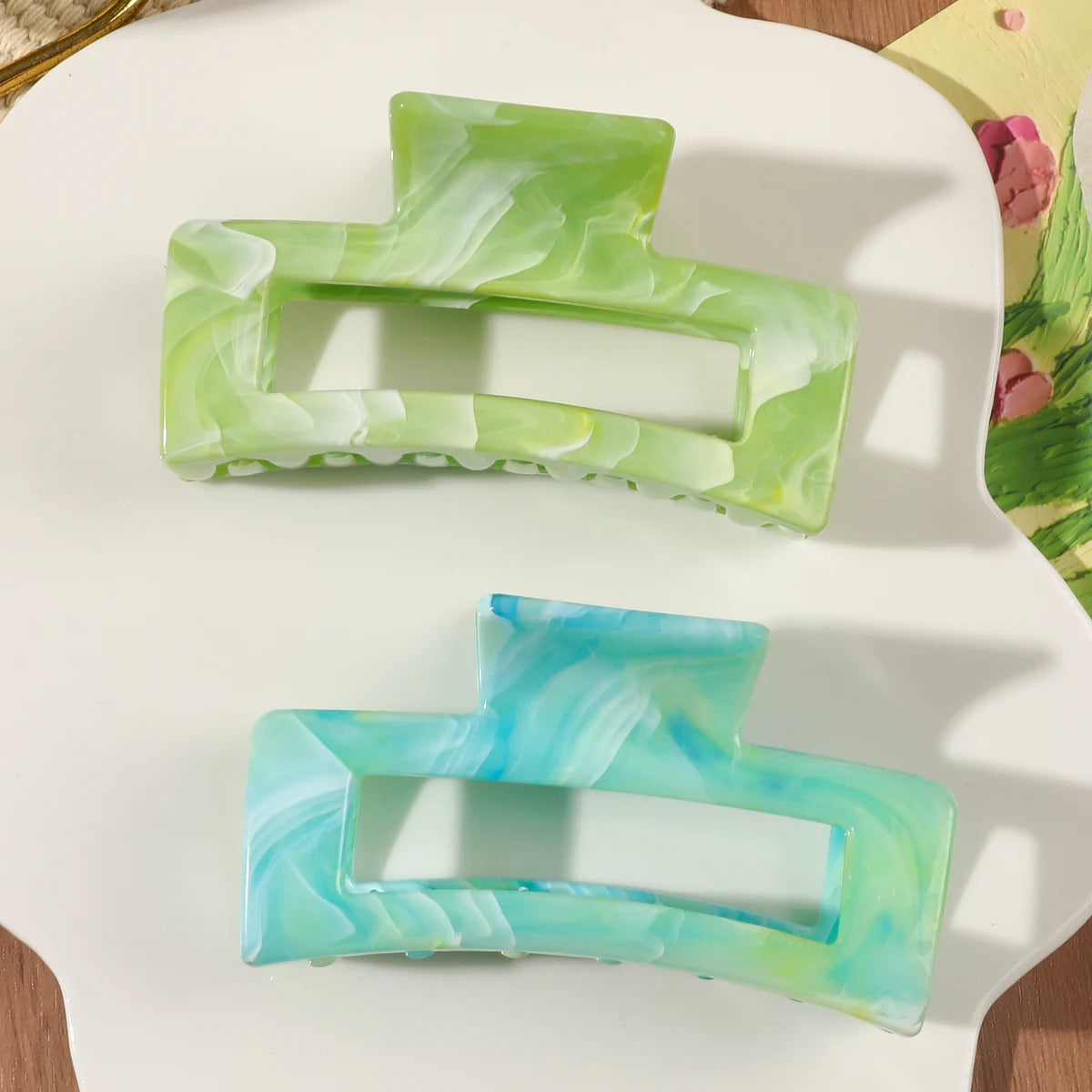 7 Pcs Big Hair Claw Clips 3.4" Non-slip Big Square Matte for Women Girls, Strong Hold Banana Clips for Thick Thin Hair