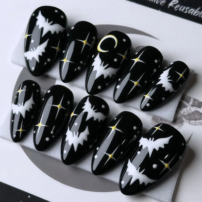 30pcs Gothic Purple Almond Press On Nails for Halloween Spider Wed Pattern Decor Fake nail tips Wearing Spicy Girls False Nails