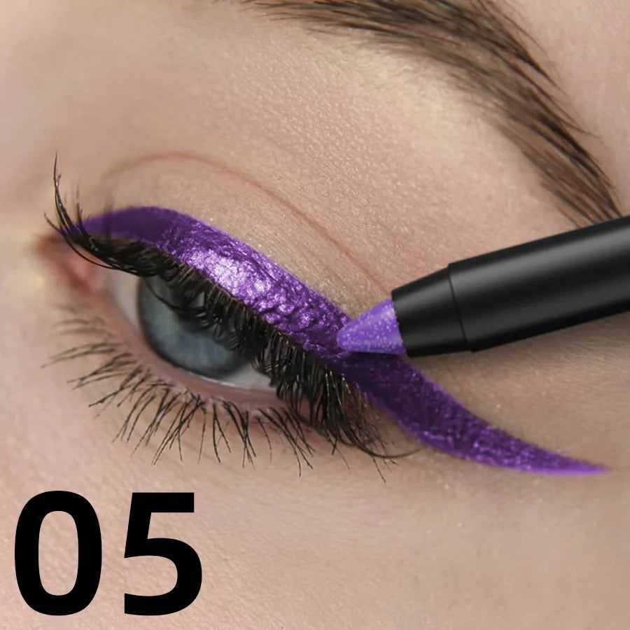 10-color 1pc colorful eyeliner pen,high pigmented waterproof  pearly shimmer metallic smokey punk gothic style eyeliner makeup