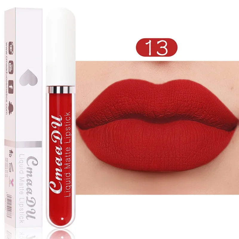Long-Lasting Velvet Matte Lip Gloss – Liquid Lipstick, Red Lip Makeup for Women, Waterproof, Moisturizing Lip Gloss
