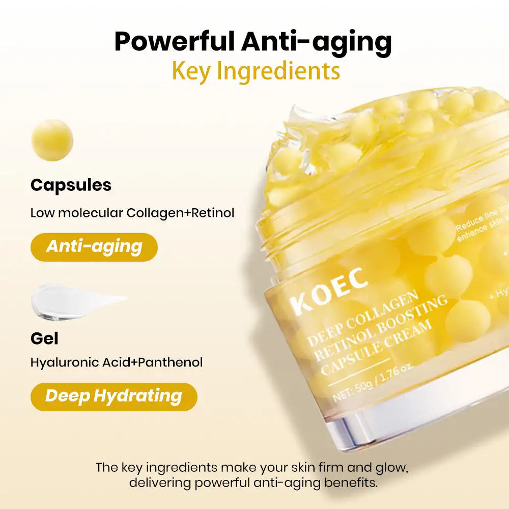 50g KOEC Deep Collagen Retinol Boosting Capsule Cream Moisturizing Firming Soothing Reduce Fine Lines Enhance Elasticity Peptide