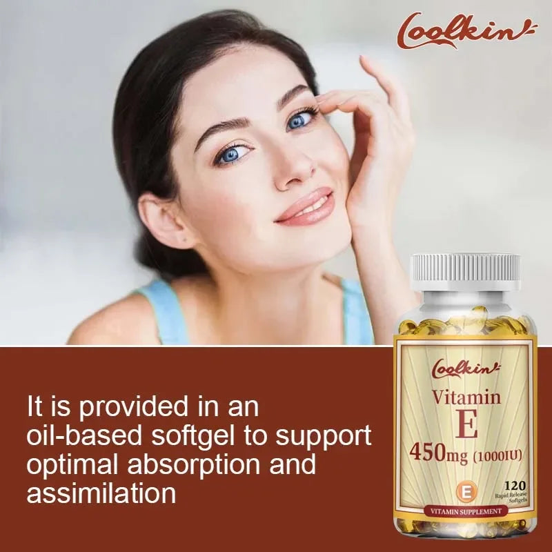 Vitamin E Capsules 450mg - Anti Aging,Anti-Wrinkle Firming Skin, Facial Treatment - 120 Capsules