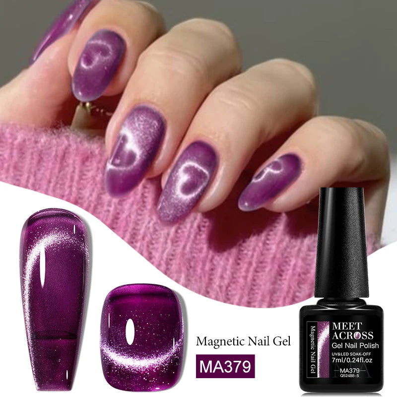 7ml Red Series Cat Magnetic Gel Nail Polish Sparkle Glitter Semi Permanent Nail Art UV Gel Varnish Manicure For Valentines Nails