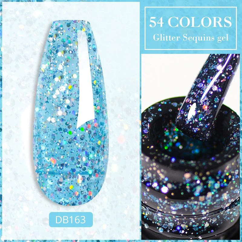 Mtssii 7ml Glitter Rubber Base Gel Polish Gold Sequins Pink White Base Gel Top Coat Soak Off UV LED Nail Art Varnish Manicure
