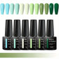 MEET ACROSS 6Pcs Gel Nail Polish Set Pink Red Green Macaron Color Manicure Kit For Nails UV Gel Nail Art Varnish Nail Supplies
