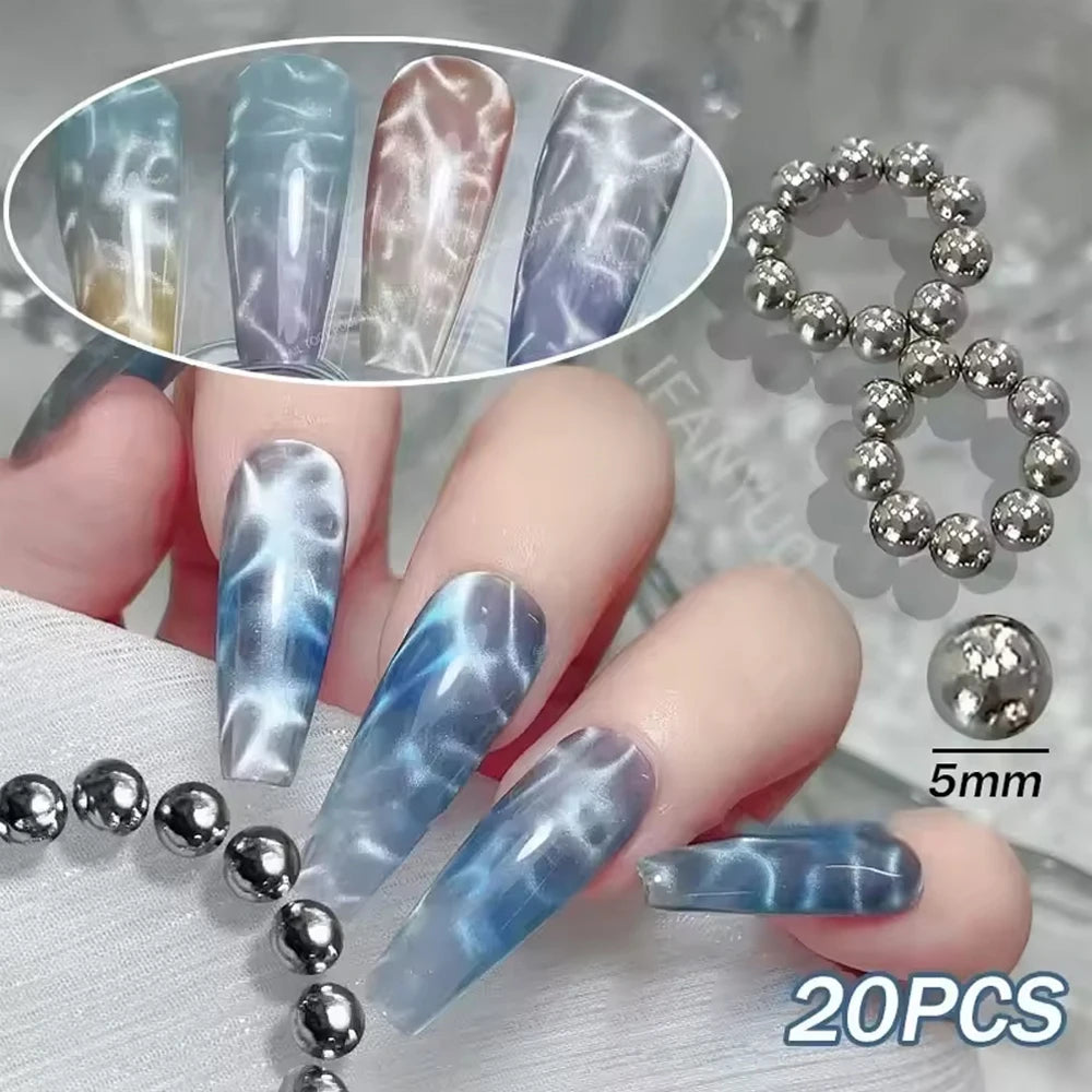 20/40Pcs Cat Eye Nail Magnet Tools Set Pattern Designs Ball Cat Eye Magnet For Nails Designs Magnet For Cat Eye Gel Nail Polish