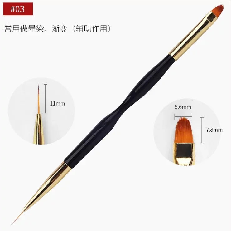 French Stripe Nail Art Liner Brush Set Tips Ultra-thin Line Drawing Pen Dual End UV Gel Painting Brushes Manicure Tools