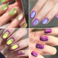 MEET ACROSS Guava & Grape Color Cat Magnetic Gel Green Glass Bead Cat Eye Gel Soak Off UV Gel Nail Art Varnish Salon Home DIY