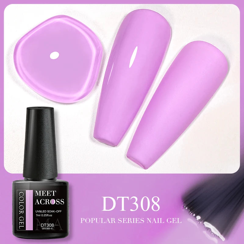 MEET ACROSS 7ml 140 Colors Glitter Gel Nail Polish Fluorescent Laser Semi Permanent Soak Off Nail Art UV Gel Varnish Manicure