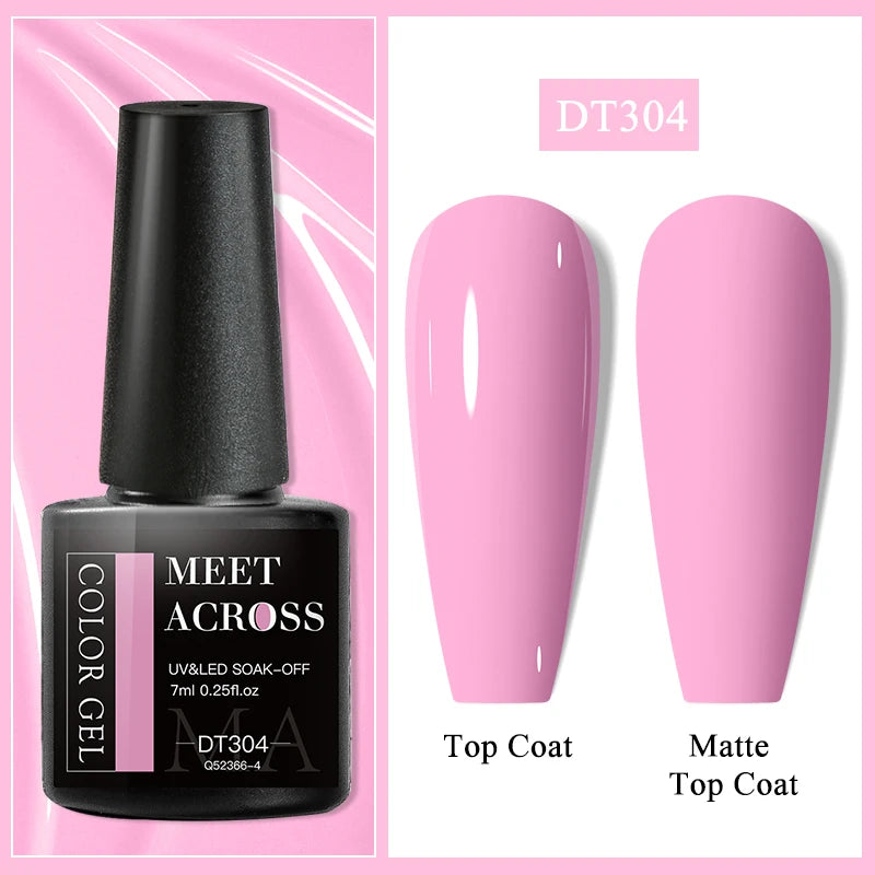MEET ACROSS 7ml Black White Red Gel Nail Polish Glitter Semi Permanent Nail Supplies Gel Vernis for All-Season Nails Design