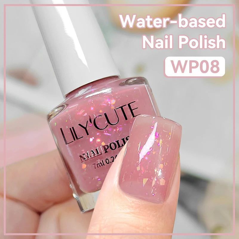 LILYCUTE 7ml Water-Based Nail Polish 40 Colors Long Lasting Quick Drying No Need of Lamp to Cure Nail Supplies For Nail Manicure
