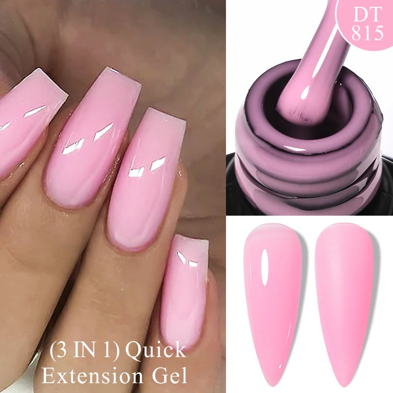 MEET ACROSS 7ml Rubber Base Gel Glitter Nude Pink White 2 In 1 Gel Nail Polish Nail Art Varnish For Nails Winter Autumn Manicure