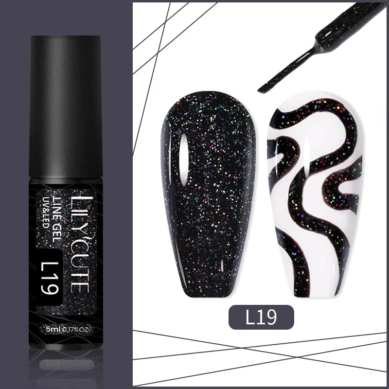 LILYCUTE 5ML Metallic Painting Liner Gel Nail Polish Super Bright Gold Silver Mirror Drawing Gel Semi Permanent Line French Nail