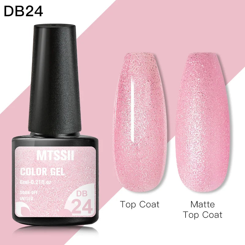 Mtssii 6ML Reflective Gel Nail Polish Shiny 14 Colors Semi-permanent UV Gel varnish Hybrid Nail Polish for Nail Art Manicure