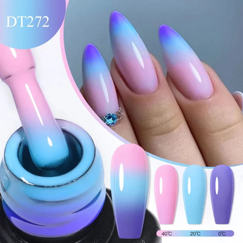 MEET ACROSS 7ml Eggshell Thermal Gel Nail Polish Temperature Changing Gradient Nail Art Varnish Winter Soak Off Gel For Nails