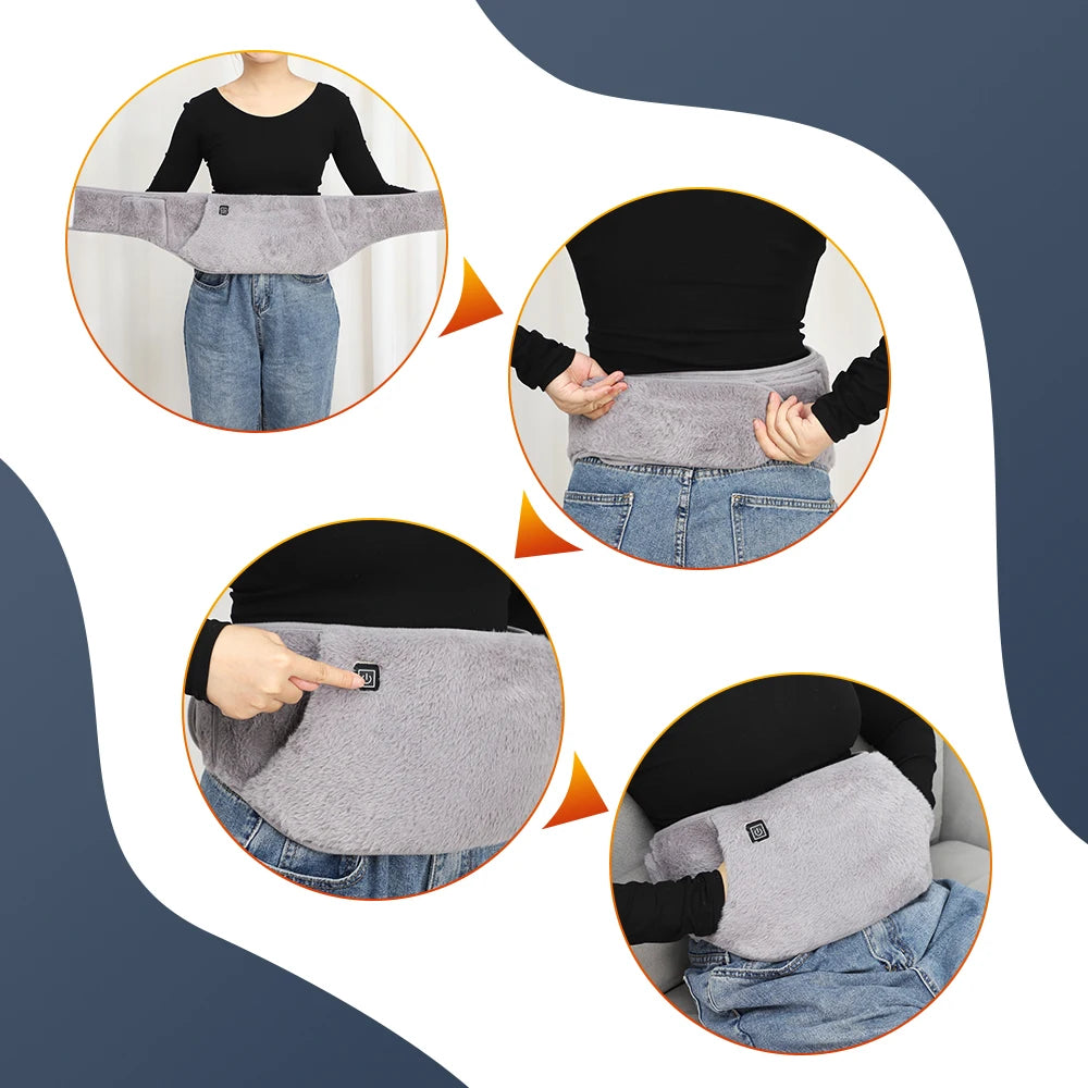 Electric Heating Belt With Hand Pockets  Period Cramps Body Joints Pain Menstrual Heating Pad USB Uterus Hand Warmer Menstrual