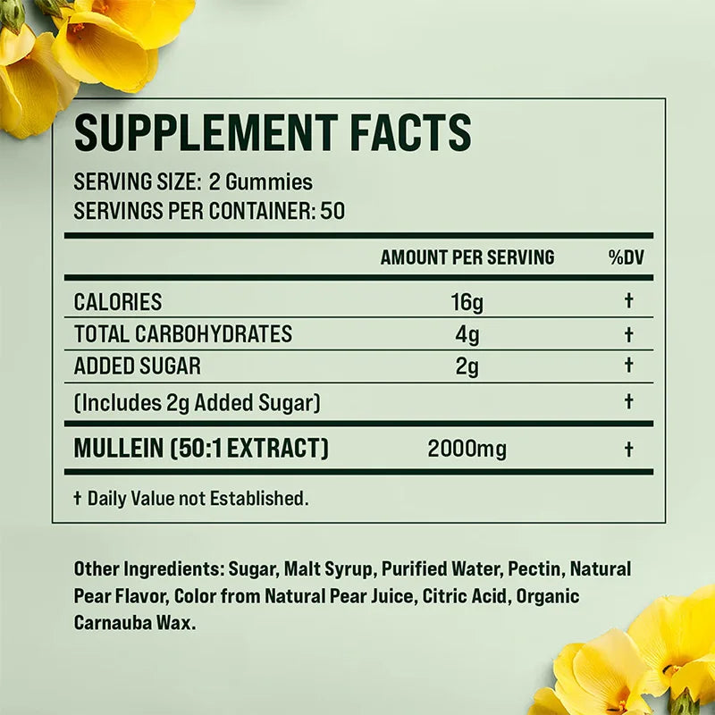 Mullein Gummies - Lung Cleansing and Detoxification, Promotes Respiratory Health, Boosts Immunity