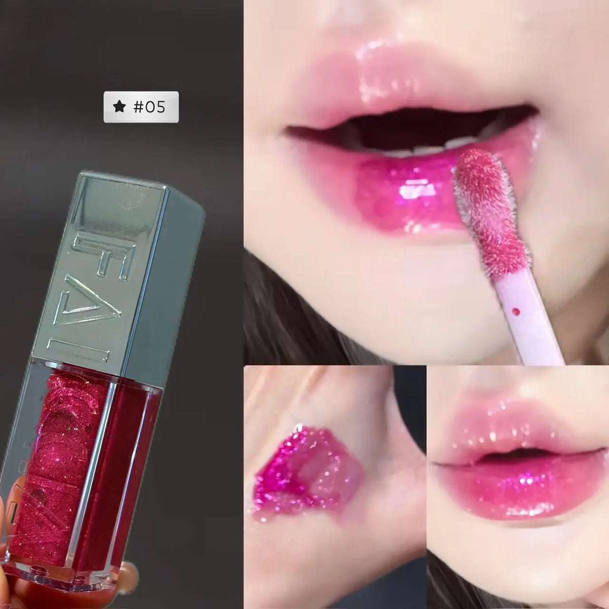 Faiccia Ice Shine Diamond Lip Gloss Shimmer Pearl Hydrating Plumping Glass Lip Multiple Sparkle Shades Daily Makeup
