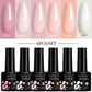 LILYCUE 6Pcs/Set Red Nude Glitter Gel Nail Polish Gorgeous Full Coverage Soak Off UV Gel Nail Art Base Top Coat Gel Polish Kits