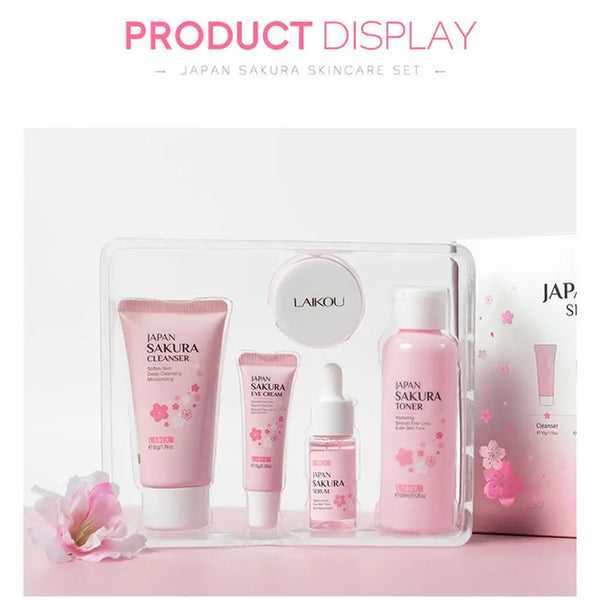 5/3pcs/Set Sakura Skin Care Sets Face Cream Serum Toner Facial Cleanser Sunscreen Eye Cream Gift Box Face Skin Care Set Product