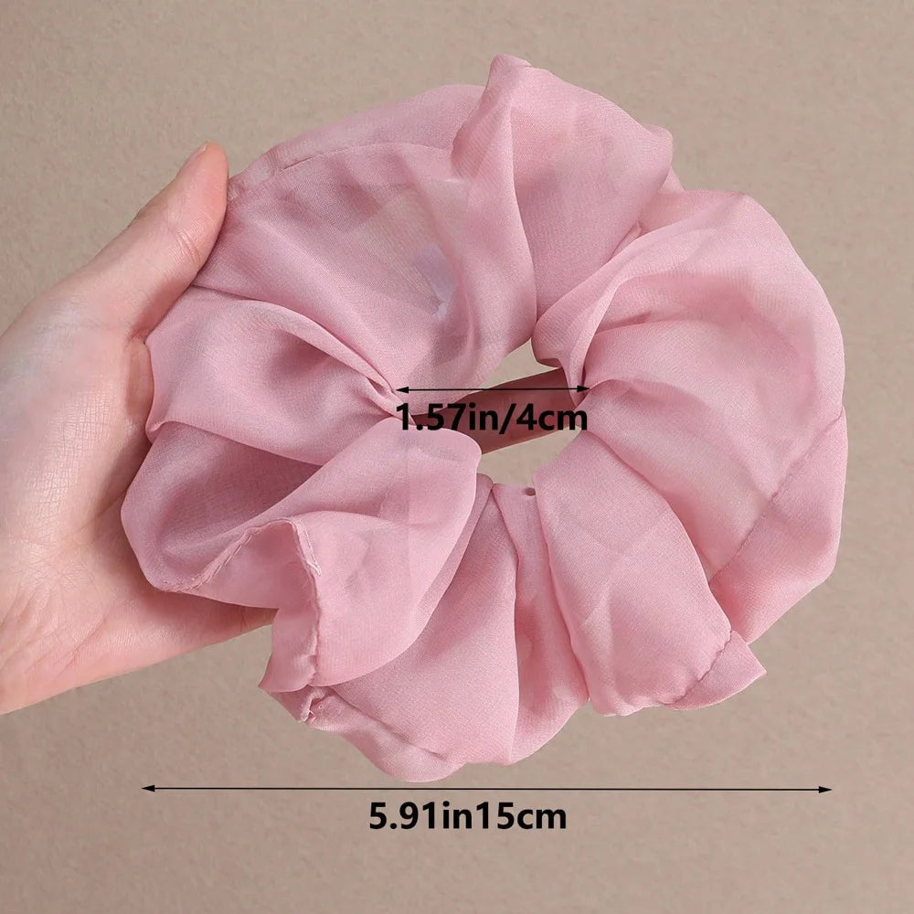 4/5Pcs Fashion Chiffon Scrunchies for Women Korean Silk Elastic Hair Ties Ponytail Holder Headwear Hair Accessories