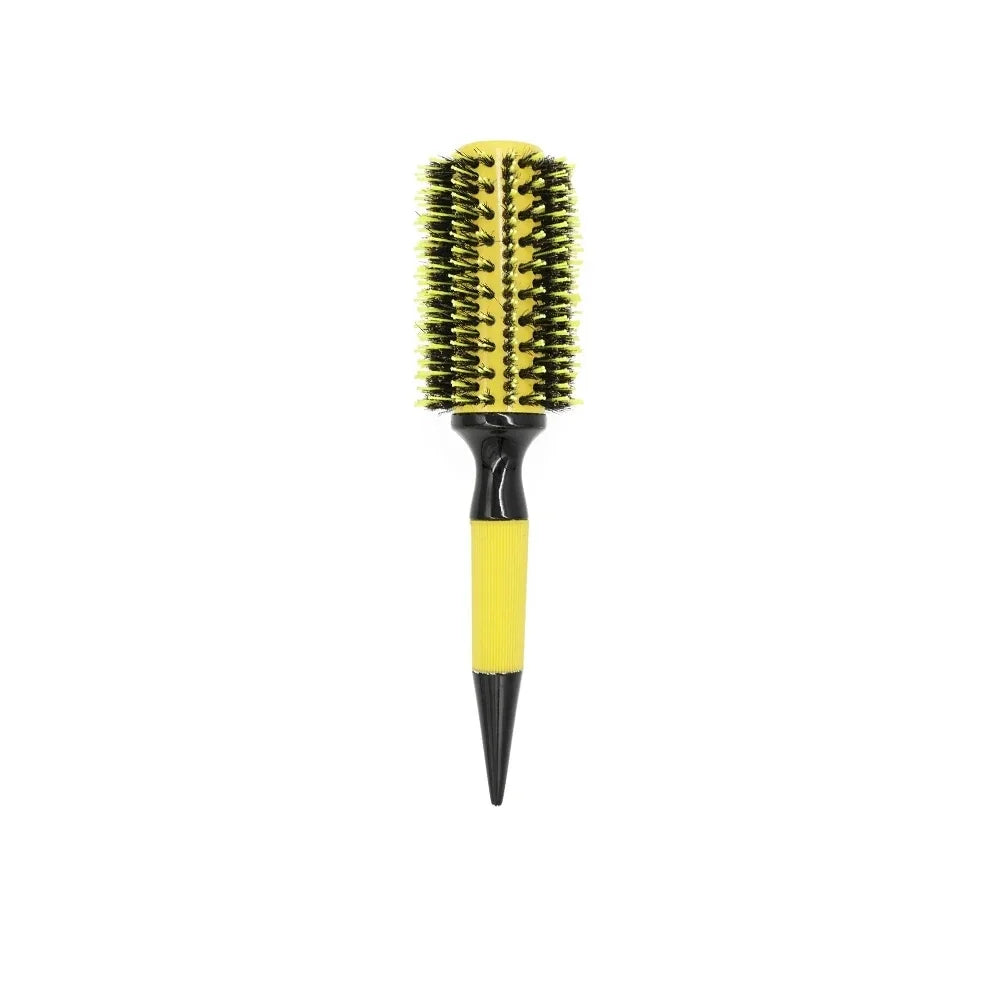 Professional Round Wooden Hair Brush 6 Sizes Boar Bristle Mix Nylon Salon Women Hair Styling Tools Yellow Brazil Hair Curlerl