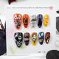 24pcs Sliver Spider Design Fake Nail Halloween Gothic Punk False Nail Tips Wearable European Heavy Metal Almond Press on Nails