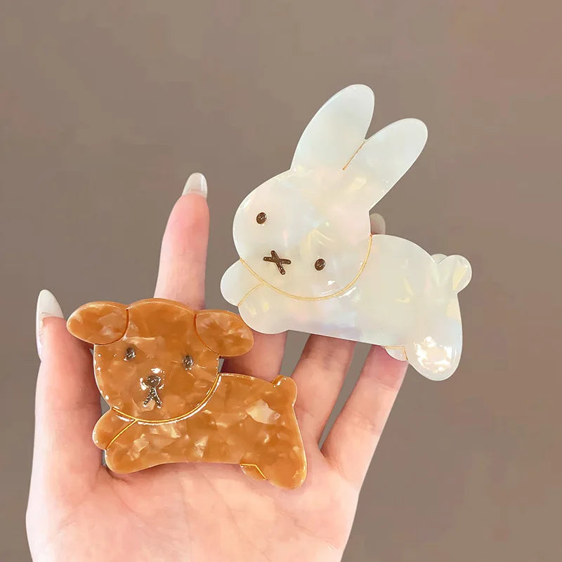 Refreshing World Rabbit Hair Claw Cute Bunny Dog Ins Style Acetate Strong Hair Claw Clips Hair Accessories for Women Girls
