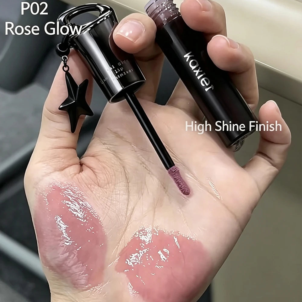 Kaxier Glossy Lip Glaze Mirror Tint Longlasting Shiny Lip Gloss Non Sticky Hydrating Halloween Makeup Pendant Daily Lip Cosmetic