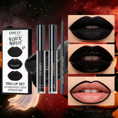 Halloween matte lip gloss, long-lasting and waterproof, highly pigmented and easy to apply, gothic style