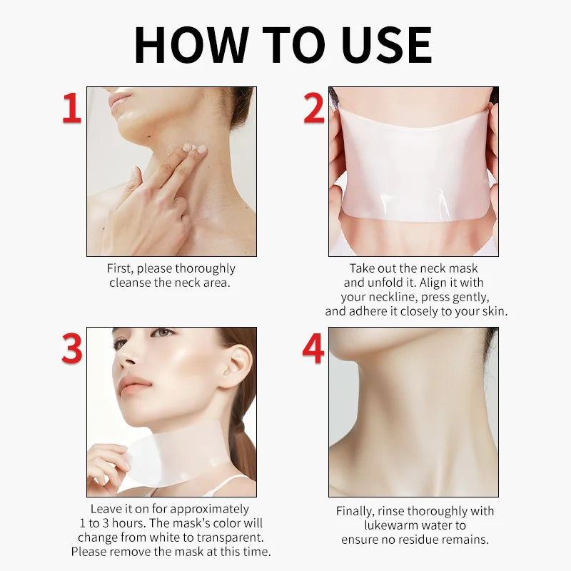 Overnight Collagen Neck Mask Anti Wrinkle 4Pcs/Box Moisturizing Lift Firming Neck Mask Hyaluronic Acid for All Skin Types