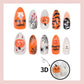24Pcs 3D Pumpkin Ghost Press On Nails Halloween Almond False Nail Spider Web Bat Blood Design False Nail for Women&Girl