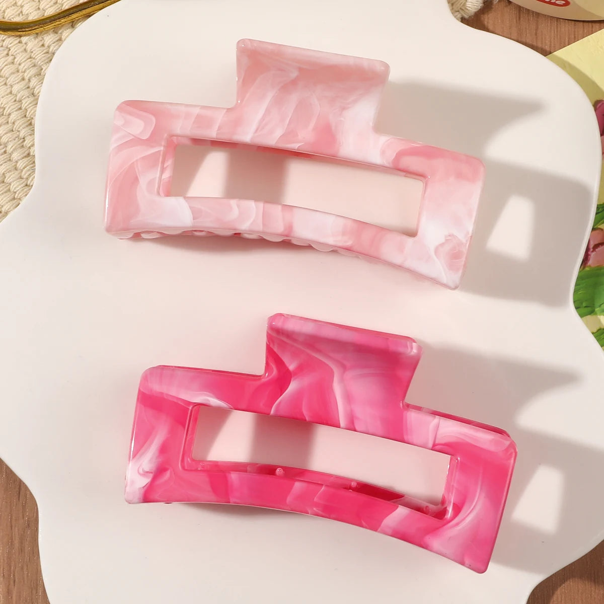 7 Pcs Big Hair Claw Clips 3.4" Non-slip Big Square Matte for Women Girls, Strong Hold Banana Clips for Thick Thin Hair