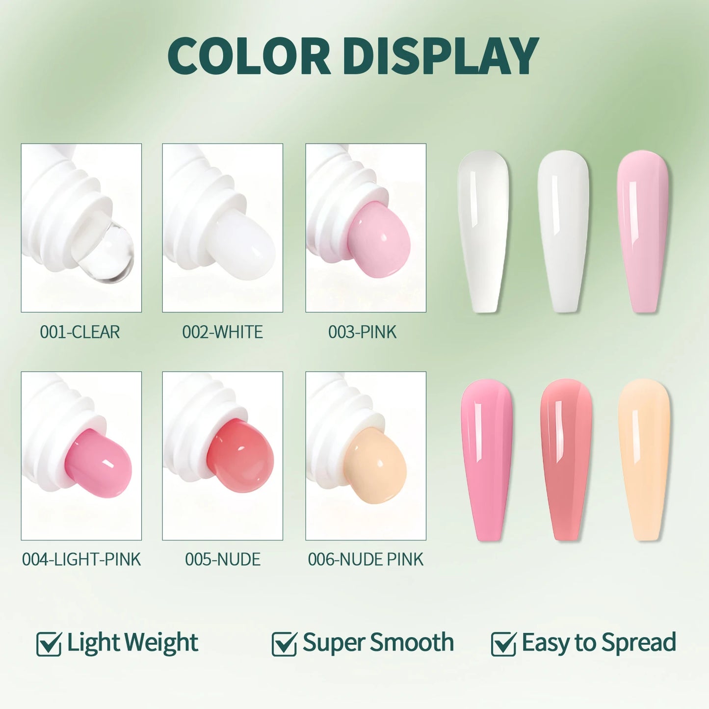 Nailpop Crystal Poly Nail Gel 6 Colors Builder Gel For Nails Extension Quick Easy Manicure French Nails DIY Art UV/LED Cure 1pc